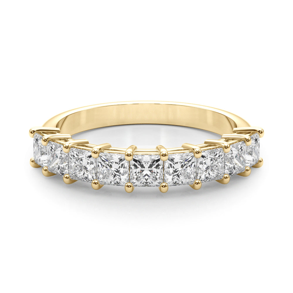 9-Stone Princess Cut Half Eternity Ring in Gold & Platinum