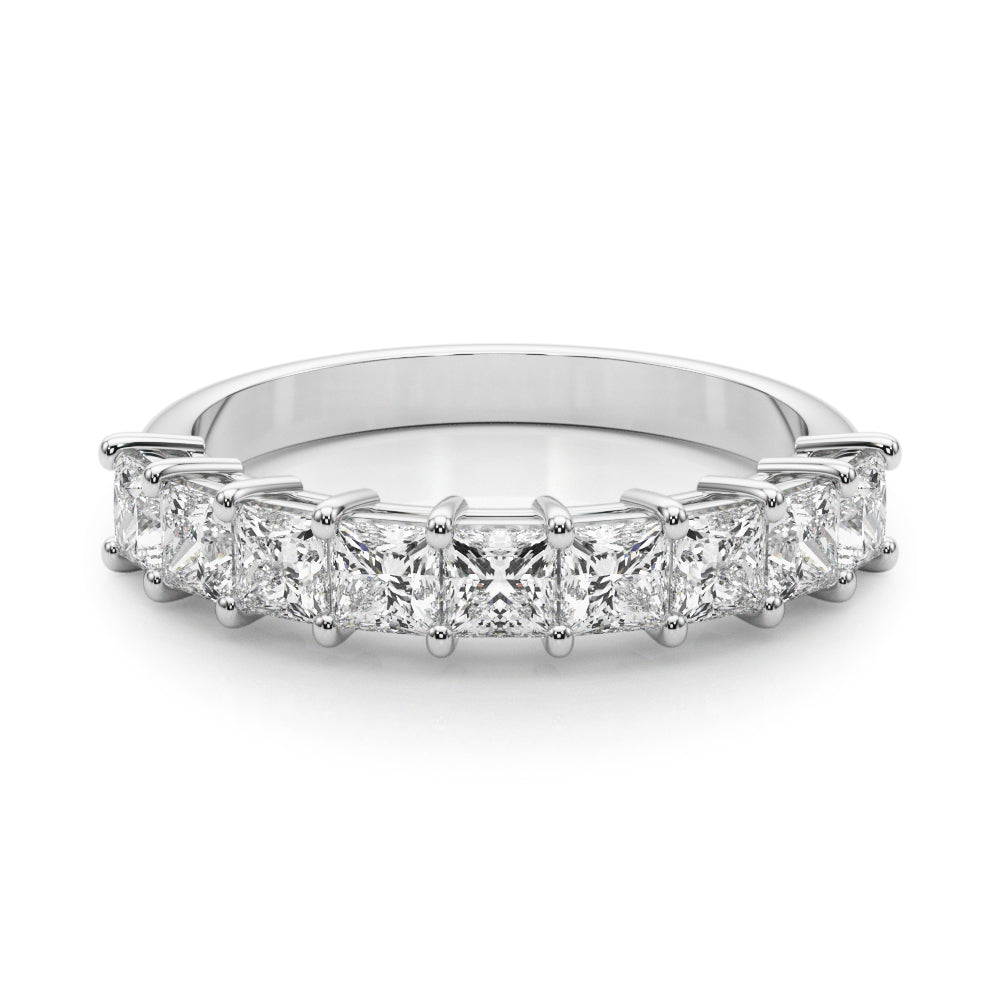 9-Stone Princess Cut Half Eternity Ring in Gold & Platinum