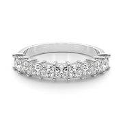 9-Stone Princess Cut Half Eternity Ring in Gold & Platinum