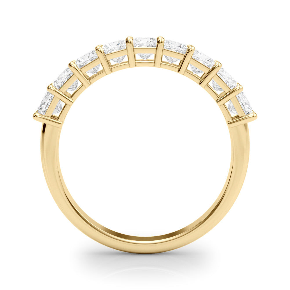 9-Stone Princess Cut Half Eternity Ring in Gold & Platinum
