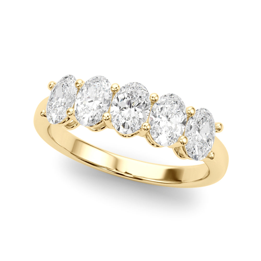 Shared Prong Oval Half Eternity Ring in 10K/14K gold and platinum with certified lab-grown or natural diamonds