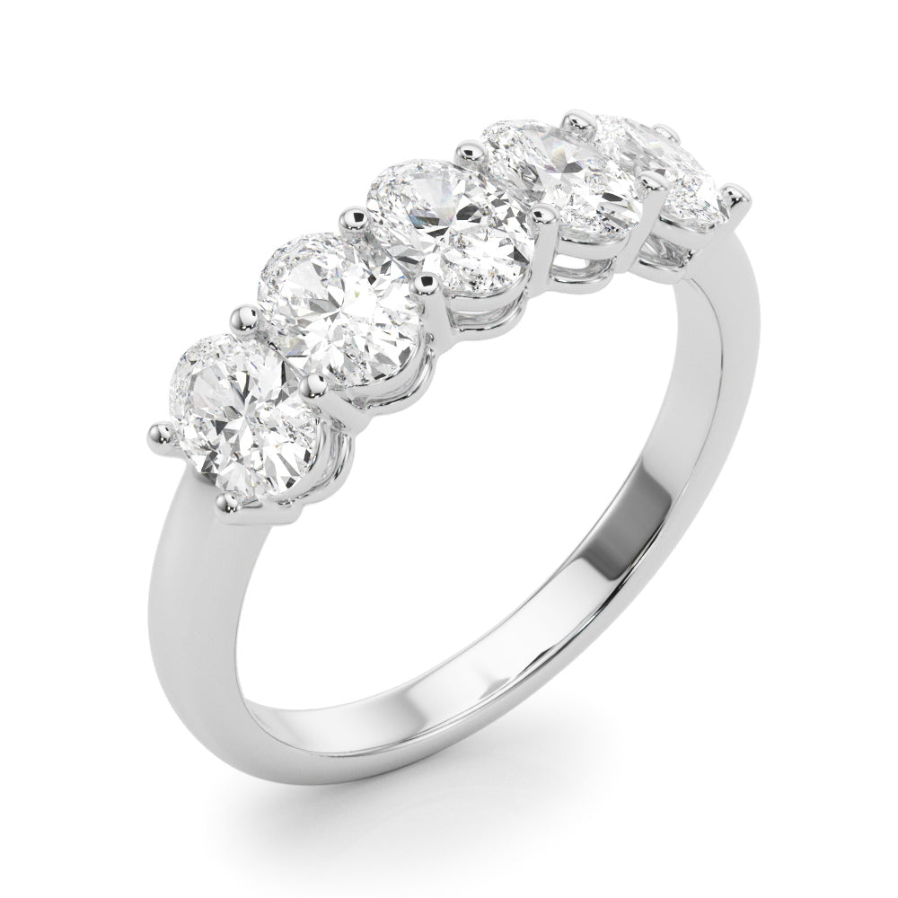 Shared Prong Oval Half Eternity Ring in Gold & Platinum