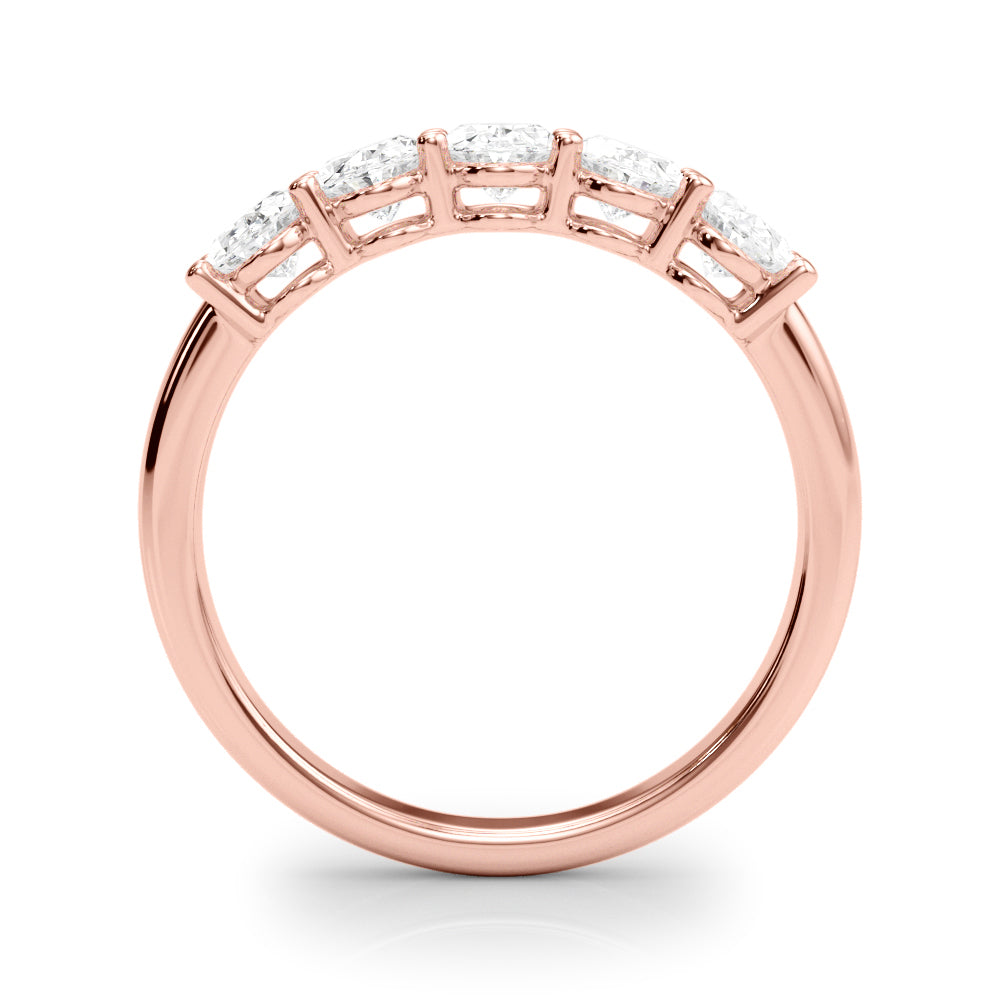 Shared Prong Oval Half Eternity Ring in Gold & Platinum