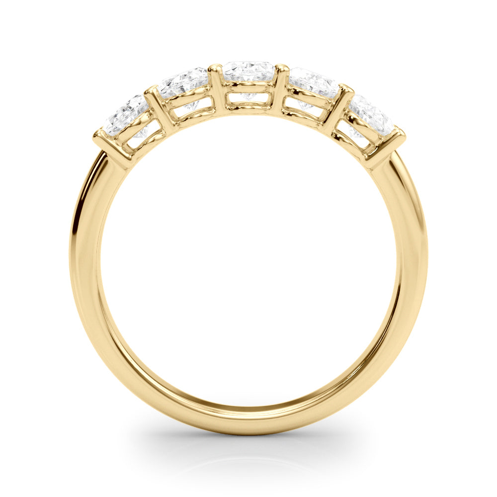Shared Prong Oval Half Eternity Ring in Gold & Platinum