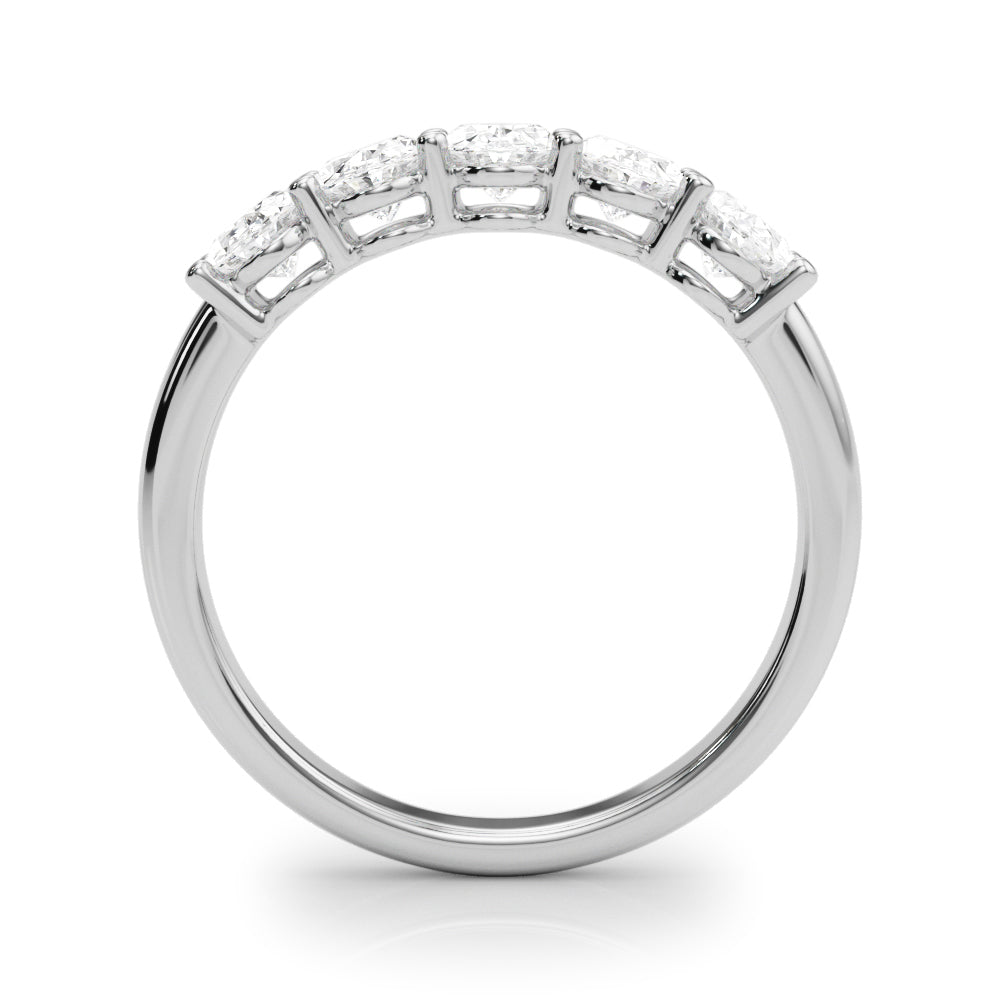 Shared Prong Oval Half Eternity Ring in Gold & Platinum
