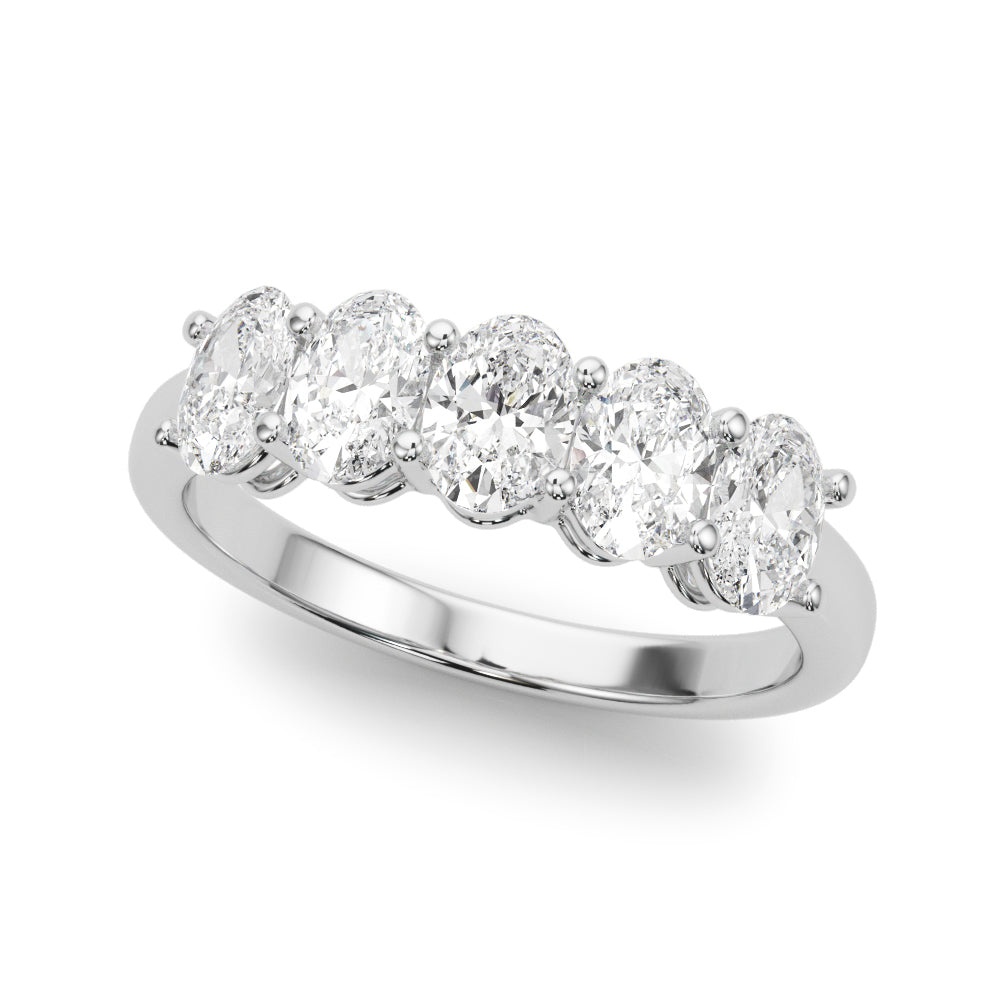 Shared Prong Oval Half Eternity Ring in Gold & Platinum