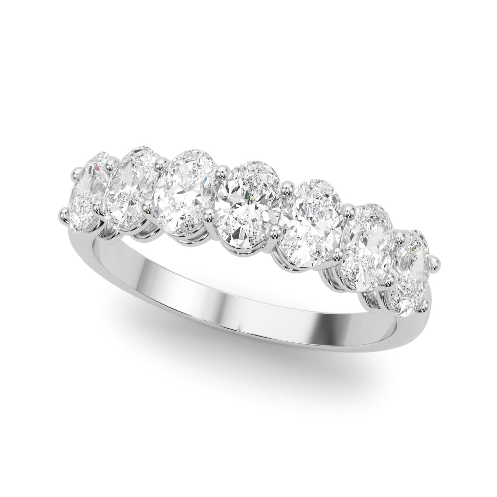 7-Stone Oval Shared Prong Half Eternity Ring in Gold & Platinum