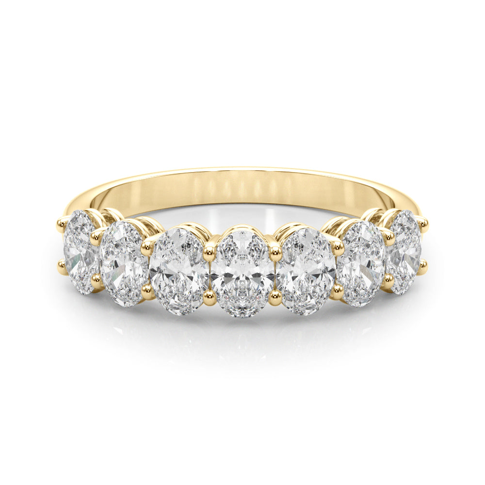 7-Stone Oval Shared Prong Half Eternity Ring in Gold & Platinum