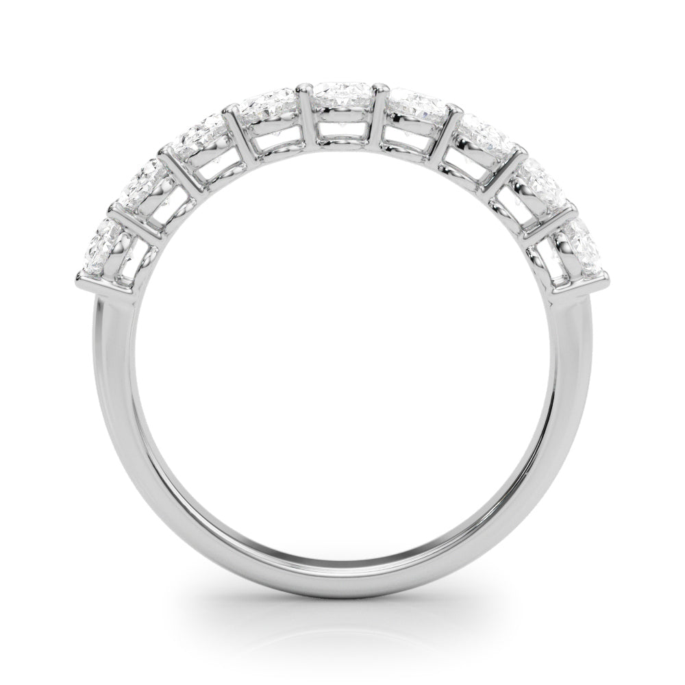 9-Stone Shared Prong Oval Half Eternity Ring in Gold & Platinum