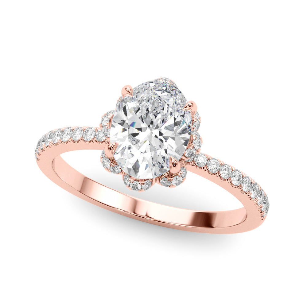 Graceful Cent Oval Diamond Engagement Ring in 10K/14K gold and platinum with certified lab-grown or natural diamonds
