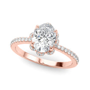 Graceful Cent Oval Diamond Engagement Ring in 10K/14K gold and platinum with certified lab-grown or natural diamonds