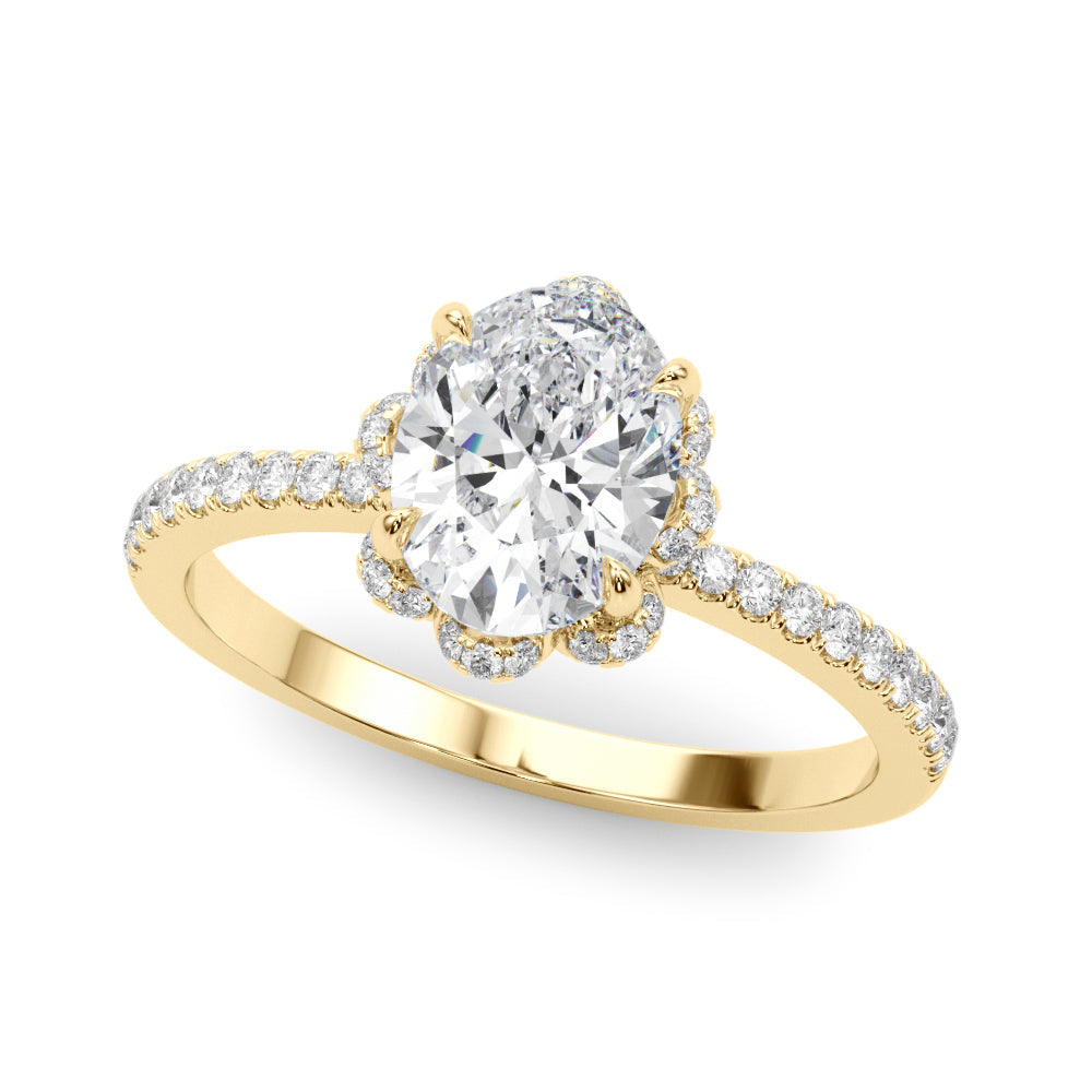 Graceful Cent Oval Diamond Engagement Ring in 10K/14K gold and platinum with certified lab-grown or natural diamonds