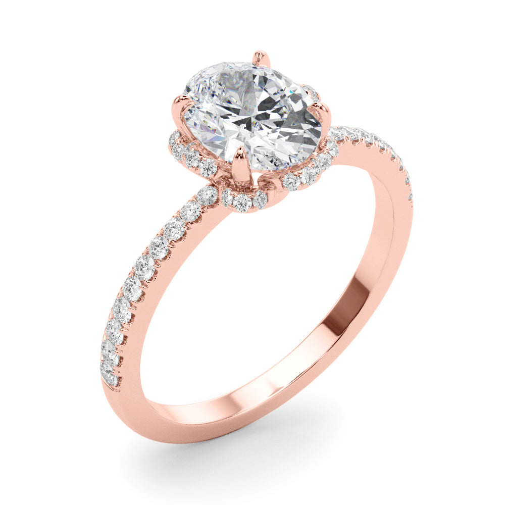 Graceful Cent Oval Diamond Engagement Ring in 10K/14K gold and platinum with certified lab-grown or natural diamonds