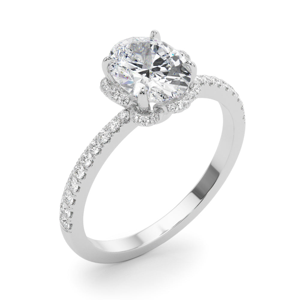 Graceful Cent Oval Diamond Engagement Ring in 10K/14K gold and platinum with certified lab-grown or natural diamonds