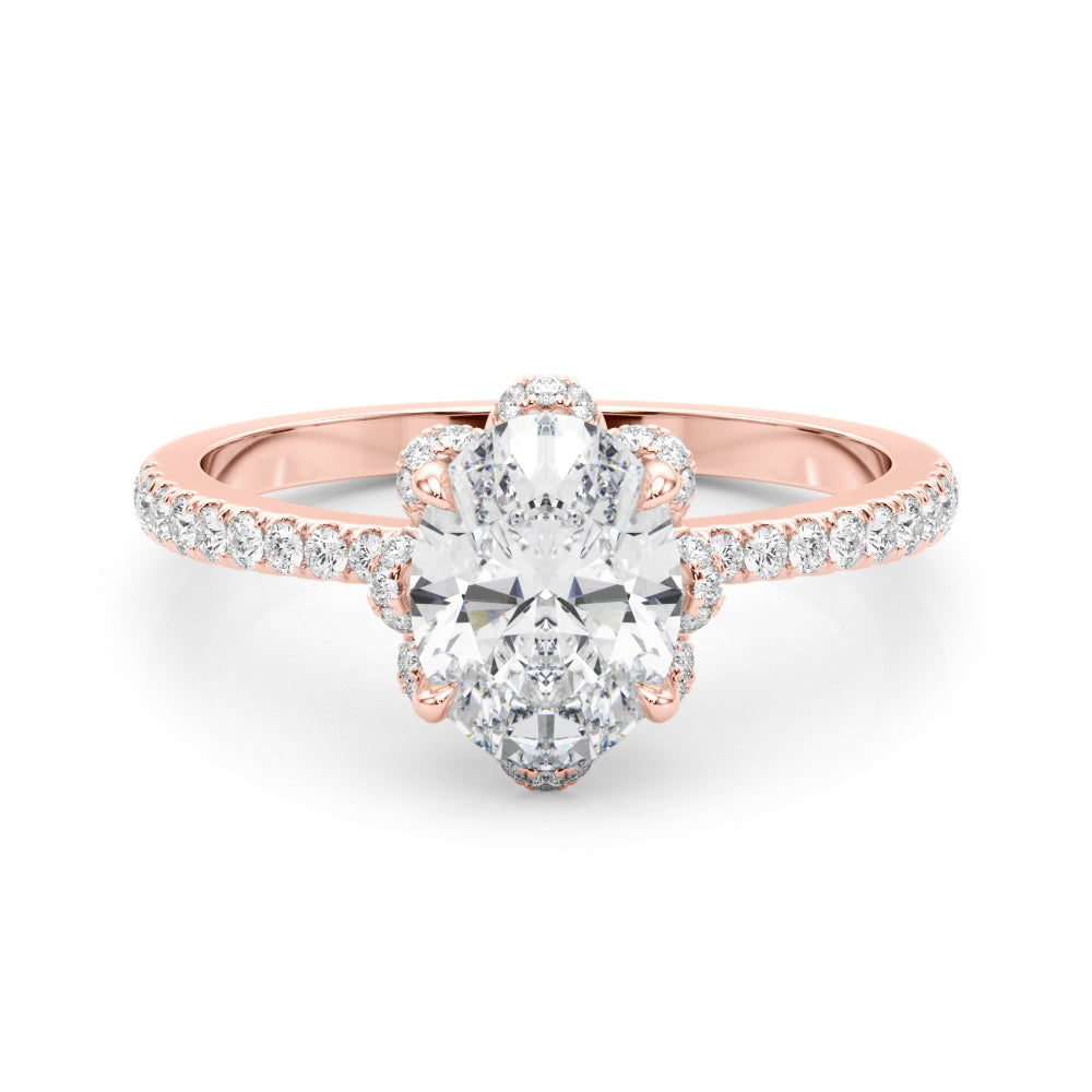 Graceful Cent Oval Diamond Engagement Ring in 10K/14K gold and platinum with certified lab-grown or natural diamonds