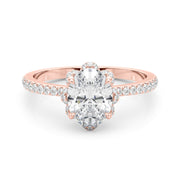 Graceful Cent Oval Diamond Engagement Ring in 10K/14K gold and platinum with certified lab-grown or natural diamonds