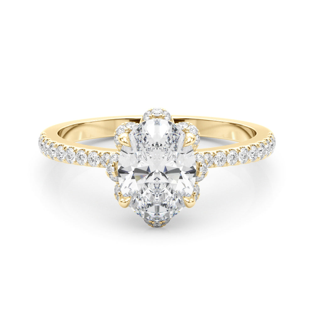 Graceful Cent Oval Diamond Engagement Ring in 10K/14K gold and platinum with certified lab-grown or natural diamonds