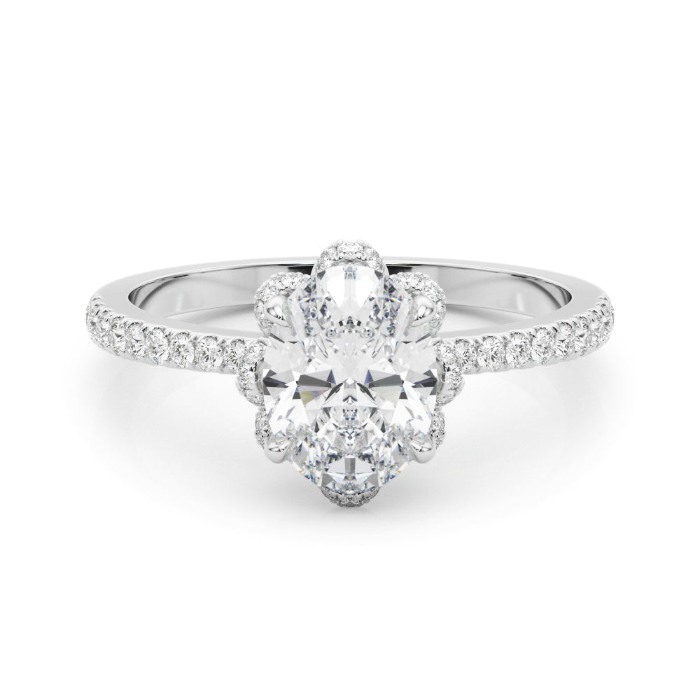 Graceful Cent Oval Diamond Engagement Ring in 10K/14K gold and platinum with certified lab-grown or natural diamonds