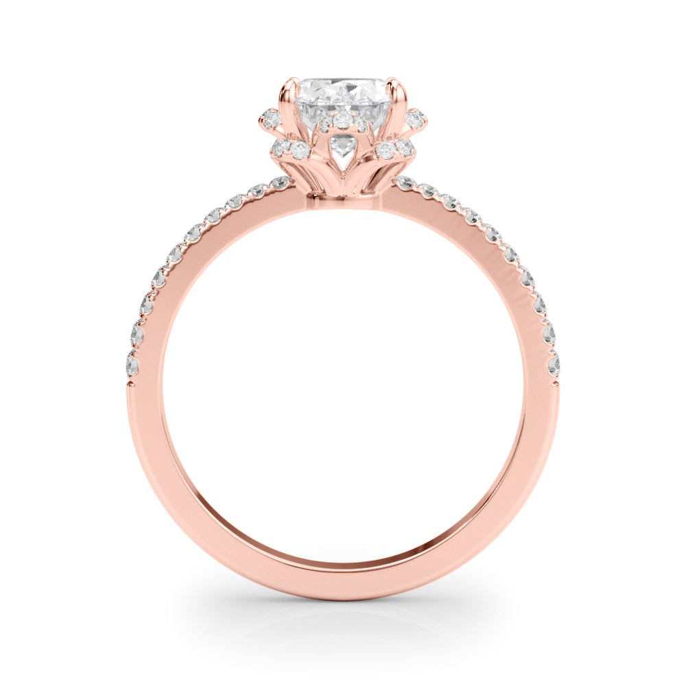 Graceful Cent Oval Diamond Engagement Ring in 10K/14K gold and platinum with certified lab-grown or natural diamonds