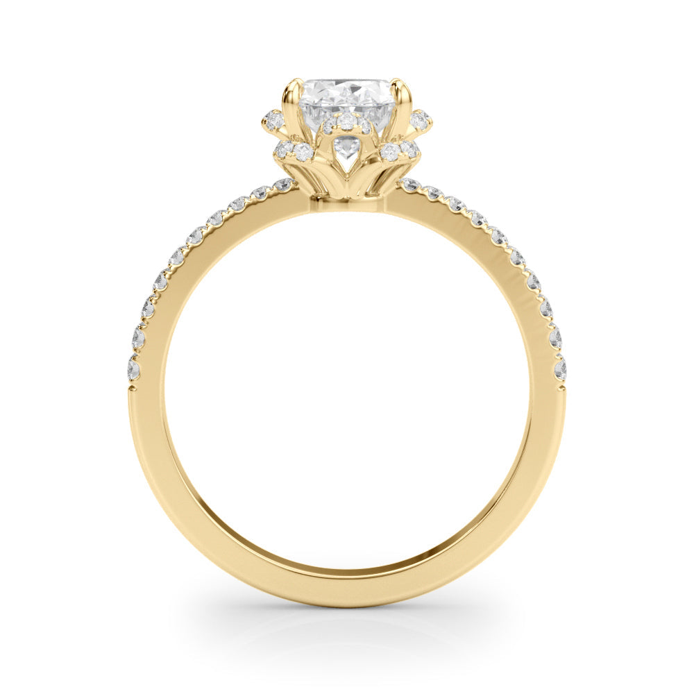 Graceful Cent Oval Diamond Engagement Ring in 10K/14K gold and platinum with certified lab-grown or natural diamonds