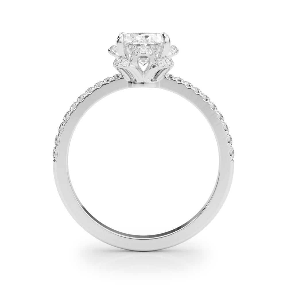 Graceful Cent Oval Diamond Engagement Ring in 10K/14K gold and platinum with certified lab-grown or natural diamonds
