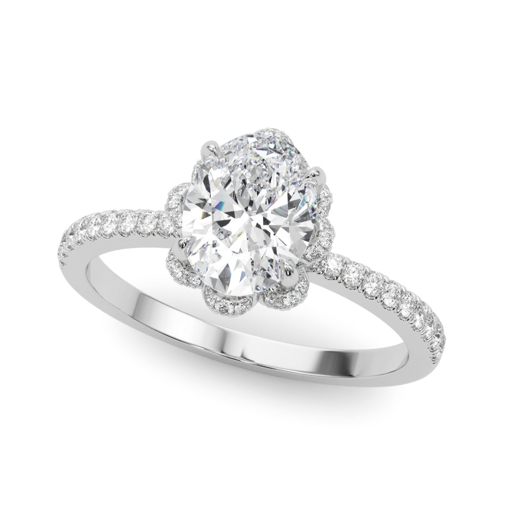Graceful Cent Oval Diamond Engagement Ring in 10K/14K gold and platinum with certified lab-grown or natural diamonds