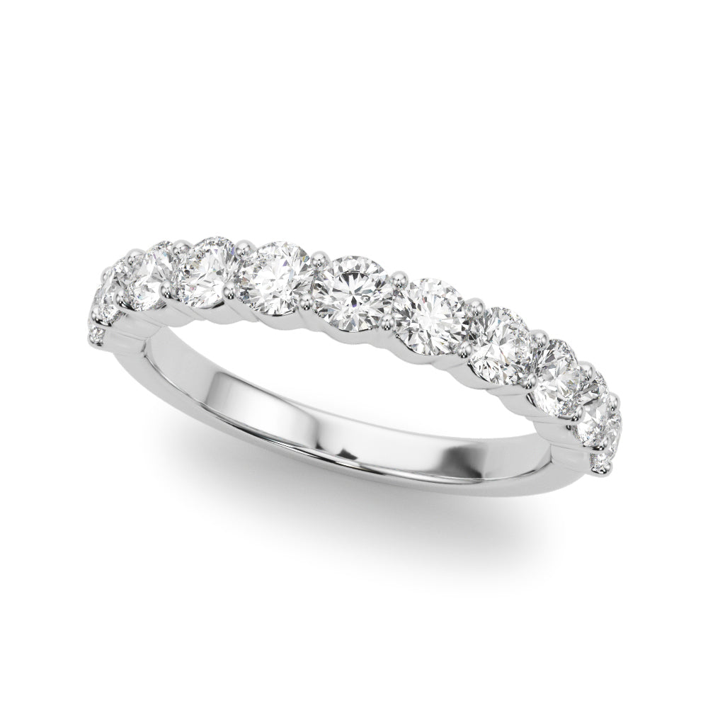 Shared Prong Half Eternity Ring in Gold & Platinum
