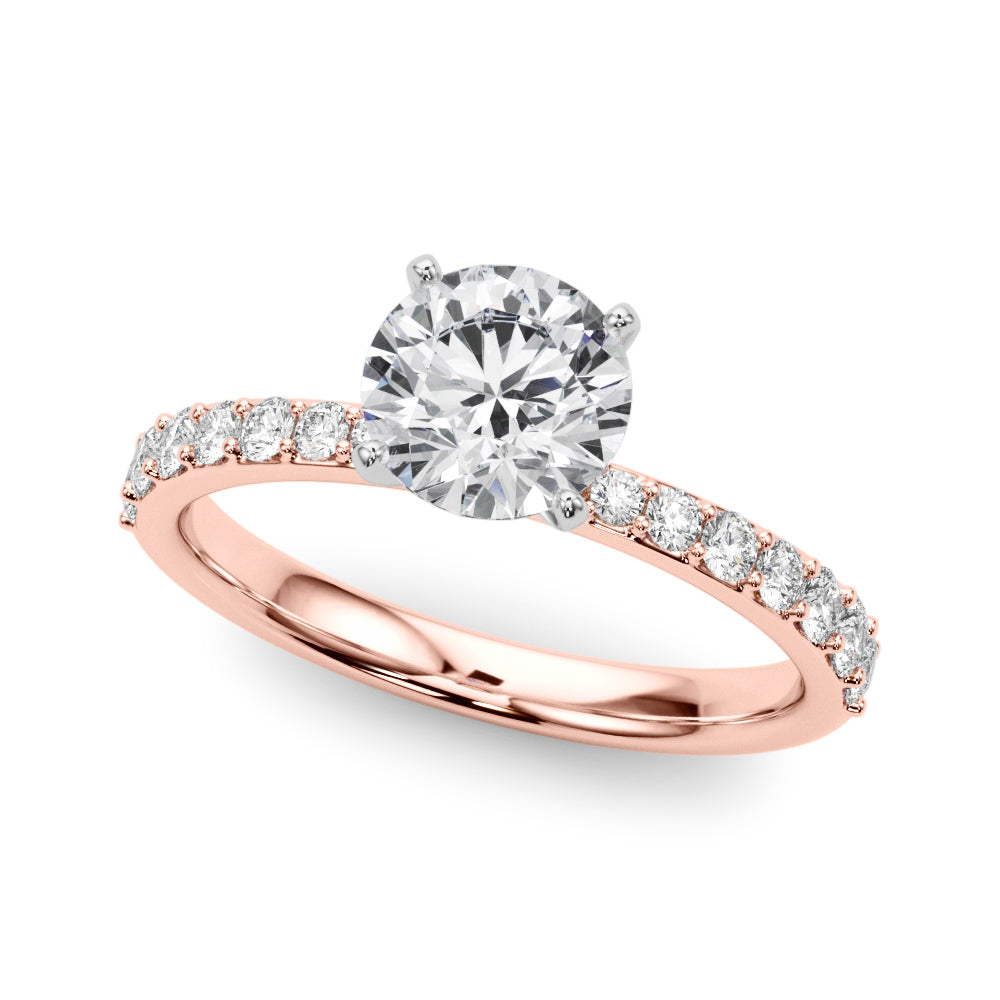 Regal Single Row Round Diamond Engagement Ring in 10K/14K gold and platinum with certified lab-grown or natural diamonds