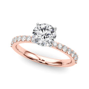 Regal Single Row Round Diamond Engagement Ring in 10K/14K gold and platinum with certified lab-grown or natural diamonds