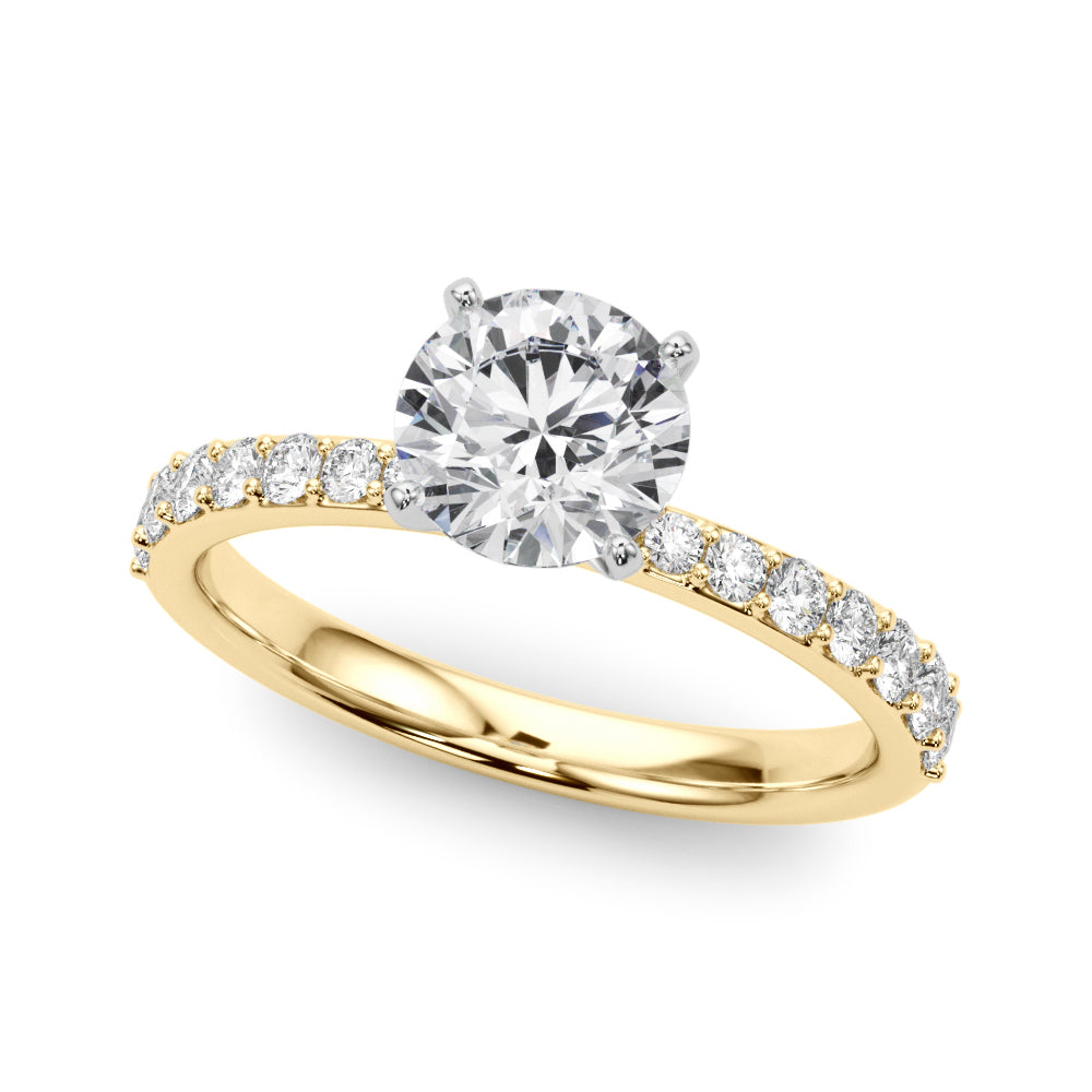 Regal Single Row Round Diamond Engagement Ring in 10K/14K gold and platinum with certified lab-grown or natural diamonds