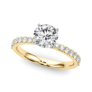 Regal Single Row Round Diamond Engagement Ring in 10K/14K gold and platinum with certified lab-grown or natural diamonds