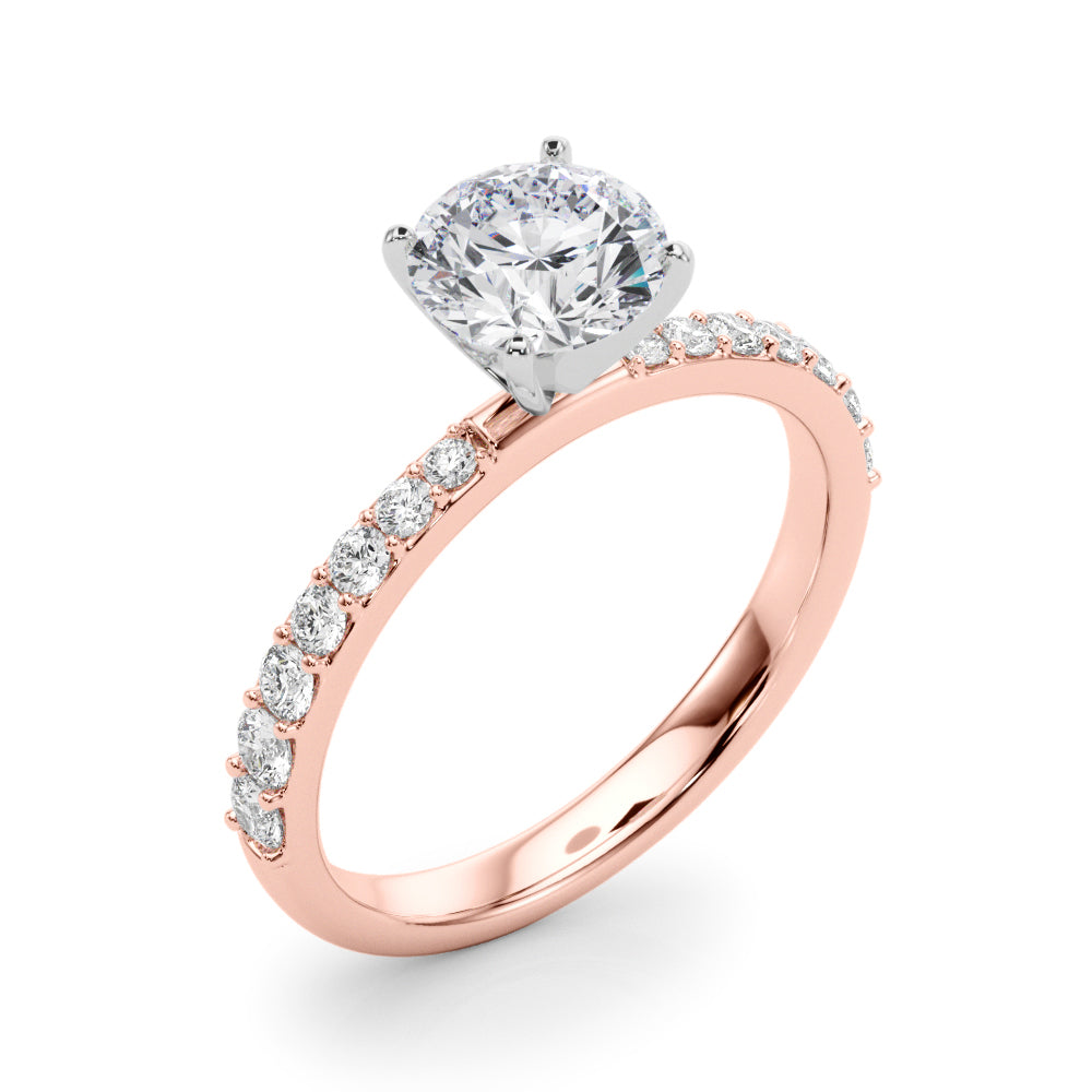 Regal Single Row Round Diamond Engagement Ring in 10K/14K gold and platinum with certified lab-grown or natural diamonds