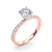 Regal Single Row Round Diamond Engagement Ring in 10K/14K gold and platinum with certified lab-grown or natural diamonds