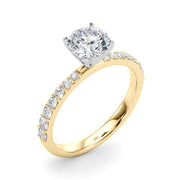 Regal Single Row Round Diamond Engagement Ring in 10K/14K gold and platinum with certified lab-grown or natural diamonds