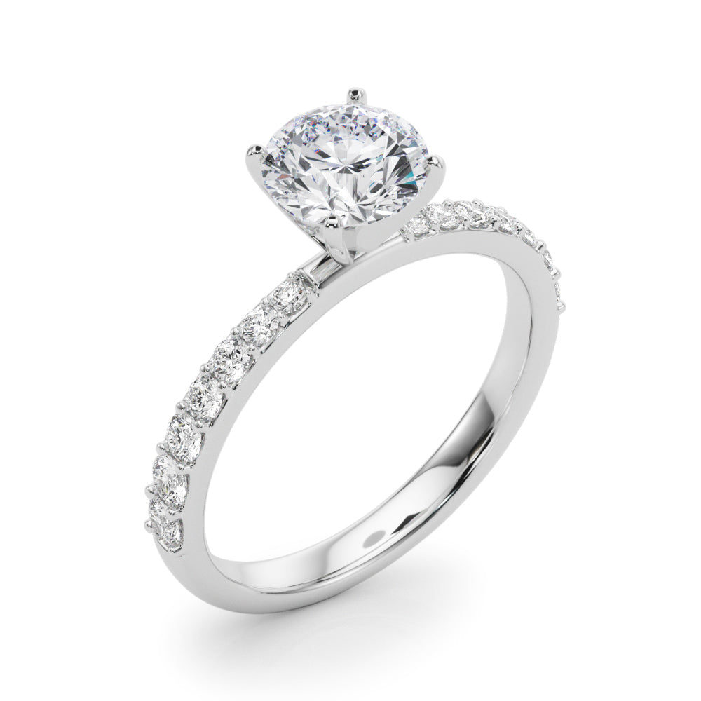 Regal Single Row Round Diamond Engagement Ring in 10K/14K gold and platinum with certified lab-grown or natural diamonds