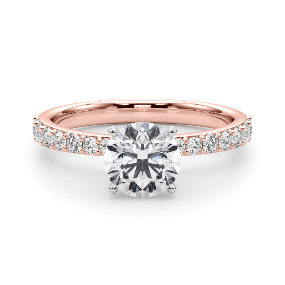 Regal Single Row Round Diamond Engagement Ring in 10K/14K gold and platinum with certified lab-grown or natural diamonds