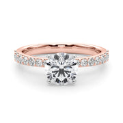 Regal Single Row Round Diamond Engagement Ring in 10K/14K gold and platinum with certified lab-grown or natural diamonds
