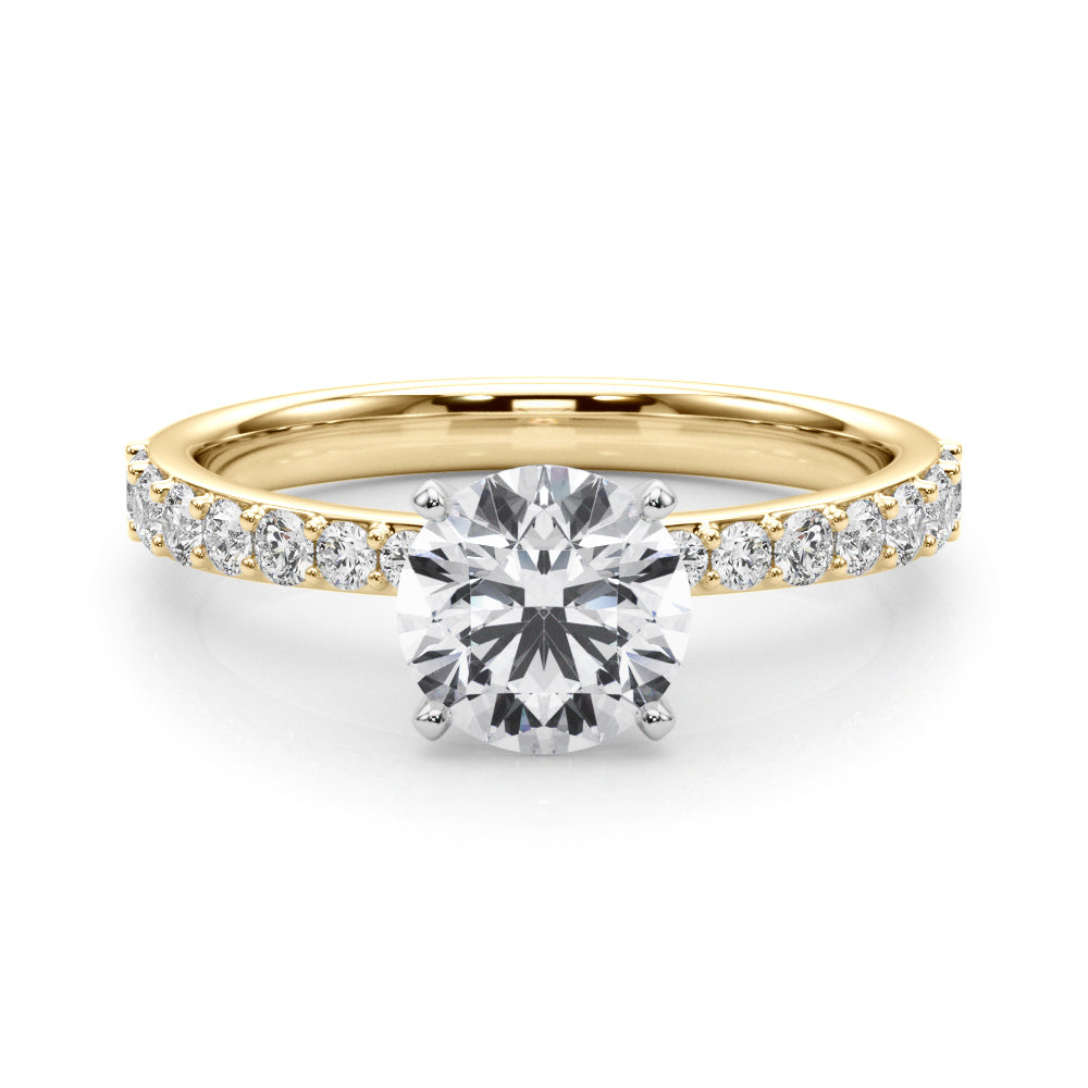 Regal Single Row Round Diamond Engagement Ring in 10K/14K gold and platinum with certified lab-grown or natural diamonds