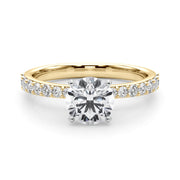 Regal Single Row Round Diamond Engagement Ring in 10K/14K gold and platinum with certified lab-grown or natural diamonds