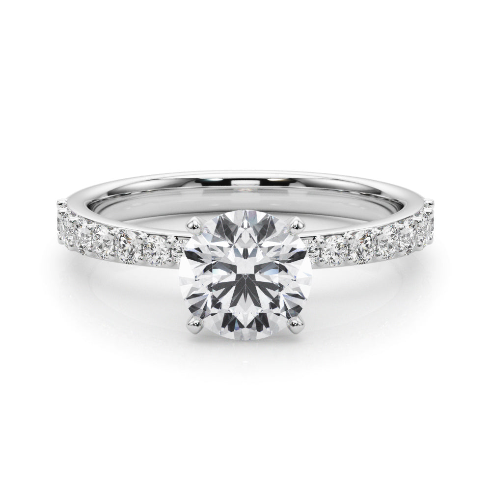 Regal Single Row Round Diamond Engagement Ring in 10K/14K gold and platinum with certified lab-grown or natural diamonds