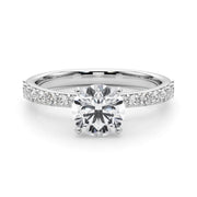 Regal Single Row Round Diamond Engagement Ring in 10K/14K gold and platinum with certified lab-grown or natural diamonds