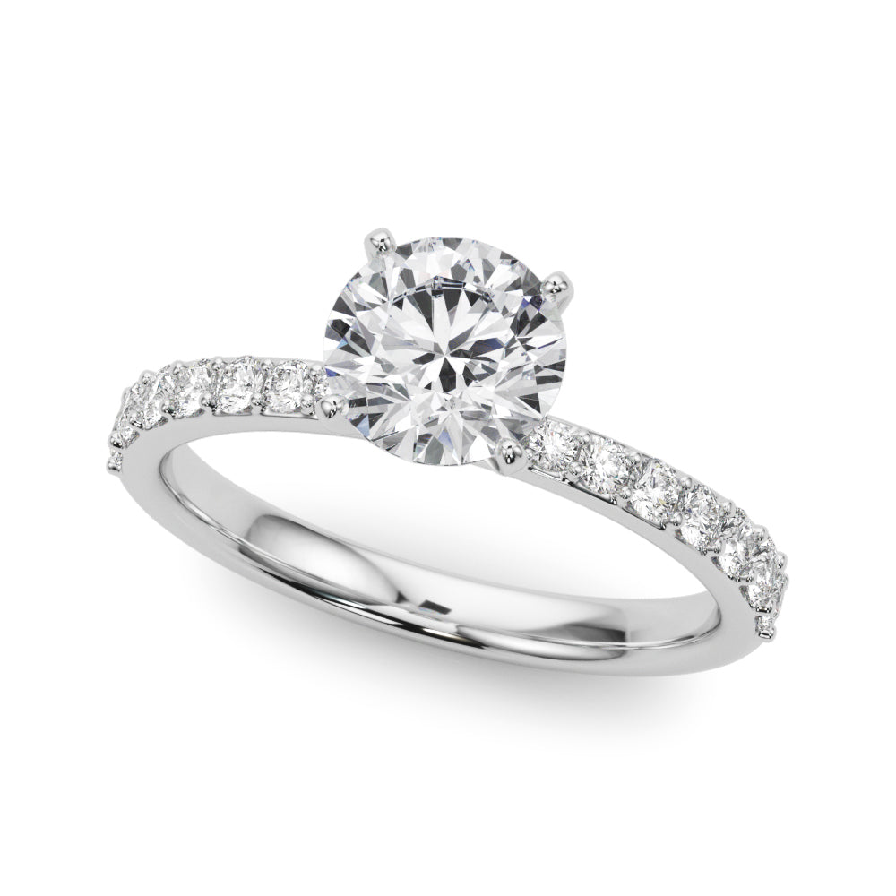 Regal Single Row Round Diamond Engagement Ring in 10K/14K gold and platinum with certified lab-grown or natural diamonds