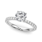 Regal Single Row Round Diamond Engagement Ring in 10K/14K gold and platinum with certified lab-grown or natural diamonds