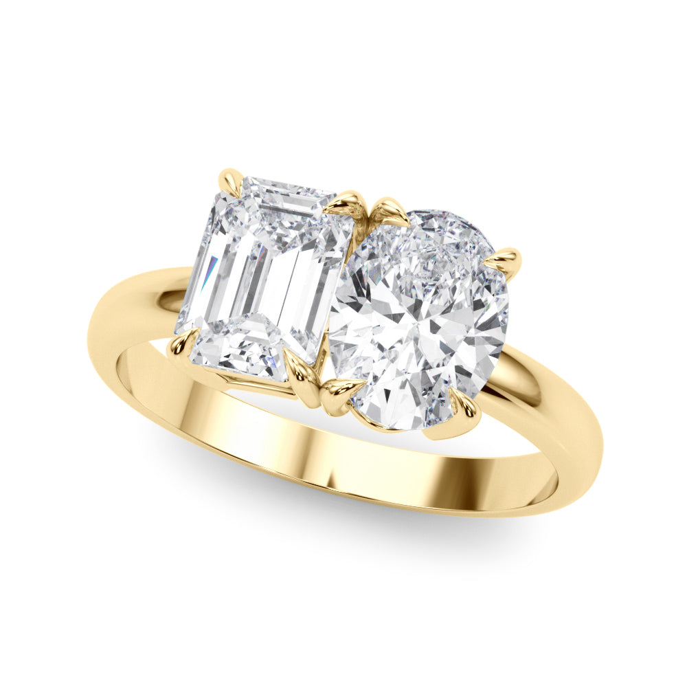 Heirloom Cut Emerald Diamond Engagement Ring in 10K/14K gold and platinum with certified lab-grown or natural diamonds