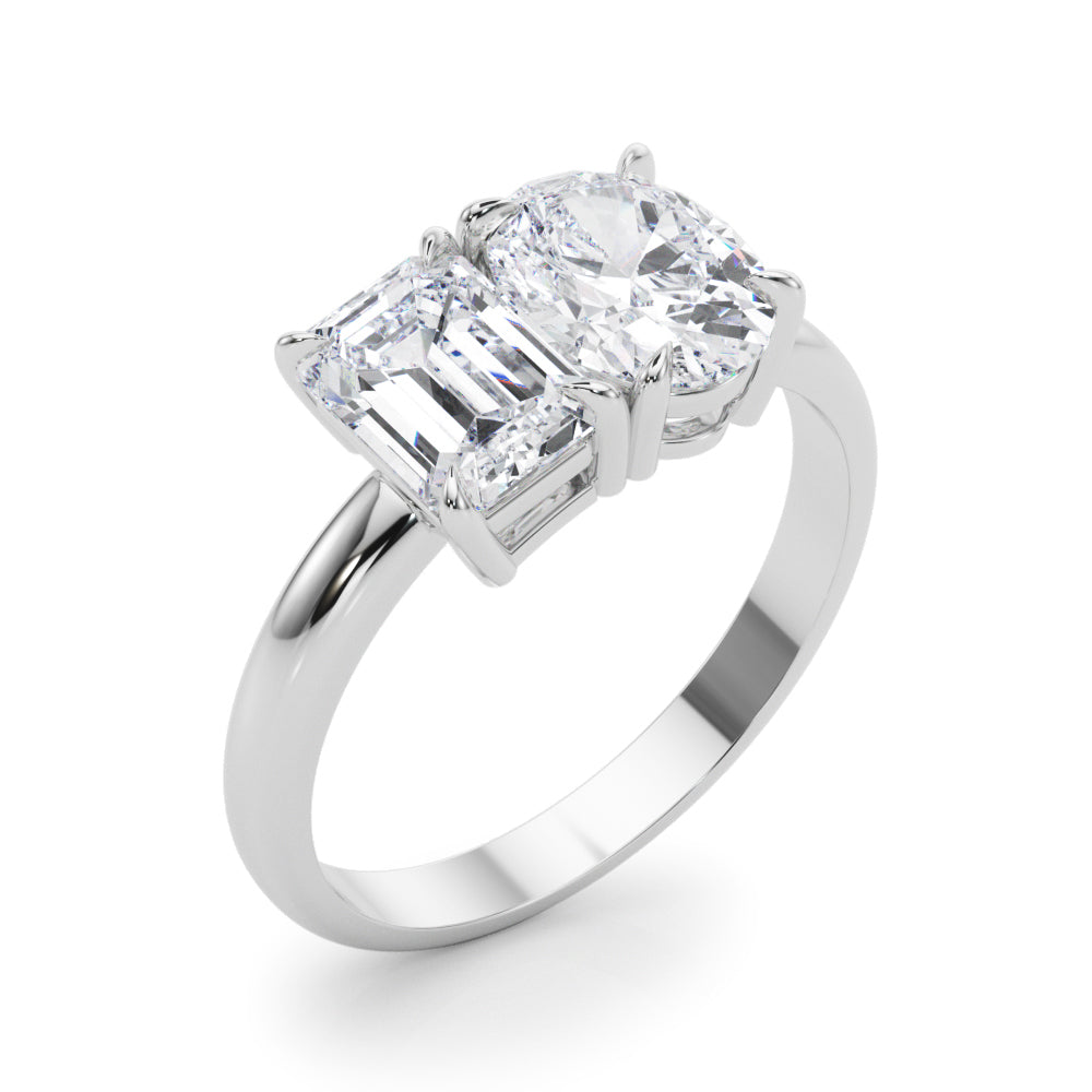 Heirloom Cut Emerald Diamond Engagement Ring in 10K/14K gold and platinum with certified lab-grown or natural diamonds