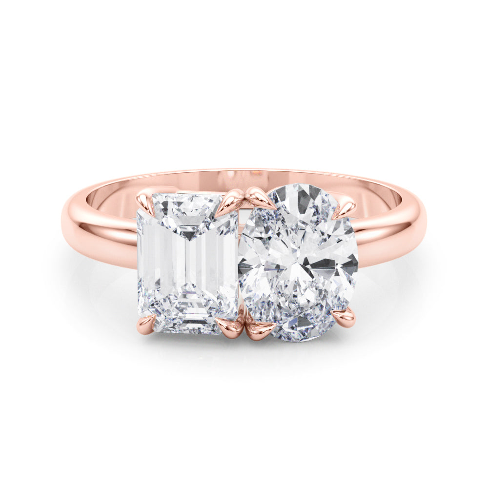 Heirloom Cut Emerald Diamond Engagement Ring in 10K/14K gold and platinum with certified lab-grown or natural diamonds