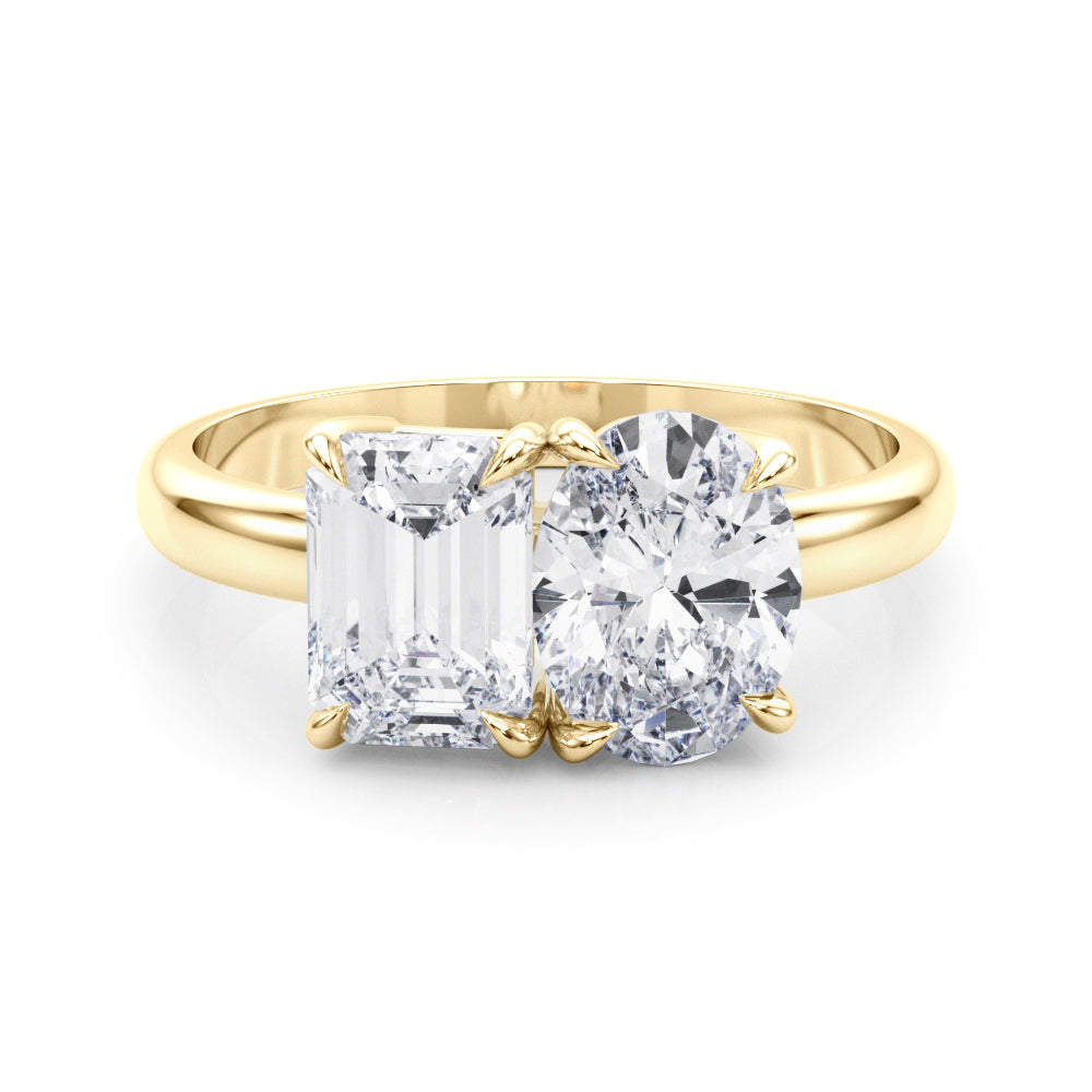 Heirloom Cut Emerald Diamond Engagement Ring in 10K/14K gold and platinum with certified lab-grown or natural diamonds