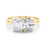 Heirloom Cut Emerald Diamond Engagement Ring in 10K/14K gold and platinum with certified lab-grown or natural diamonds