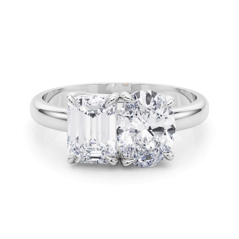 Heirloom Cut Emerald Diamond Engagement Ring in 10K/14K gold and platinum with certified lab-grown or natural diamonds