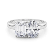 Heirloom Cut Emerald Diamond Engagement Ring in 10K/14K gold and platinum with certified lab-grown or natural diamonds